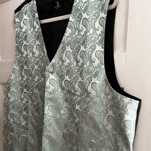 Men’s Dusty Saige Paisley Green waistcoat/vest and matching tie!